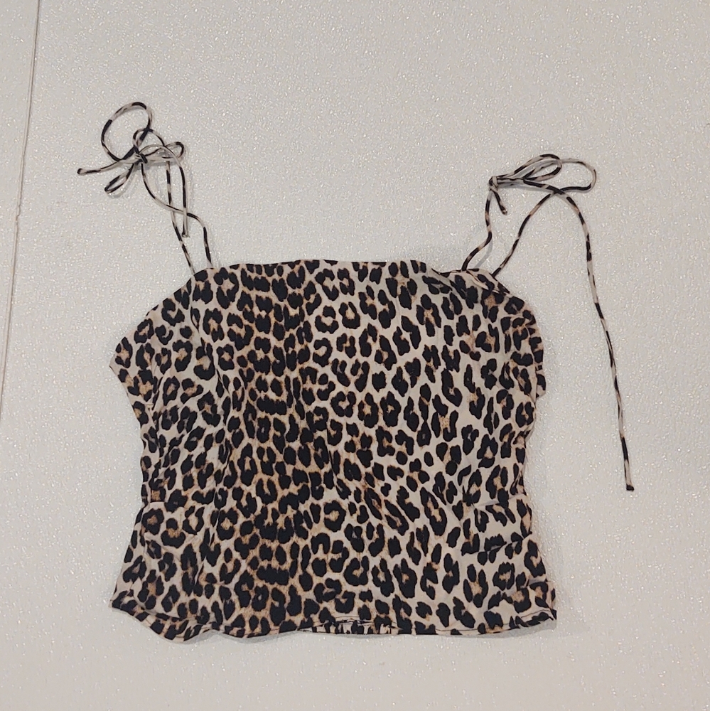 H&M Leopard Tie Straps Cropped Tank top
